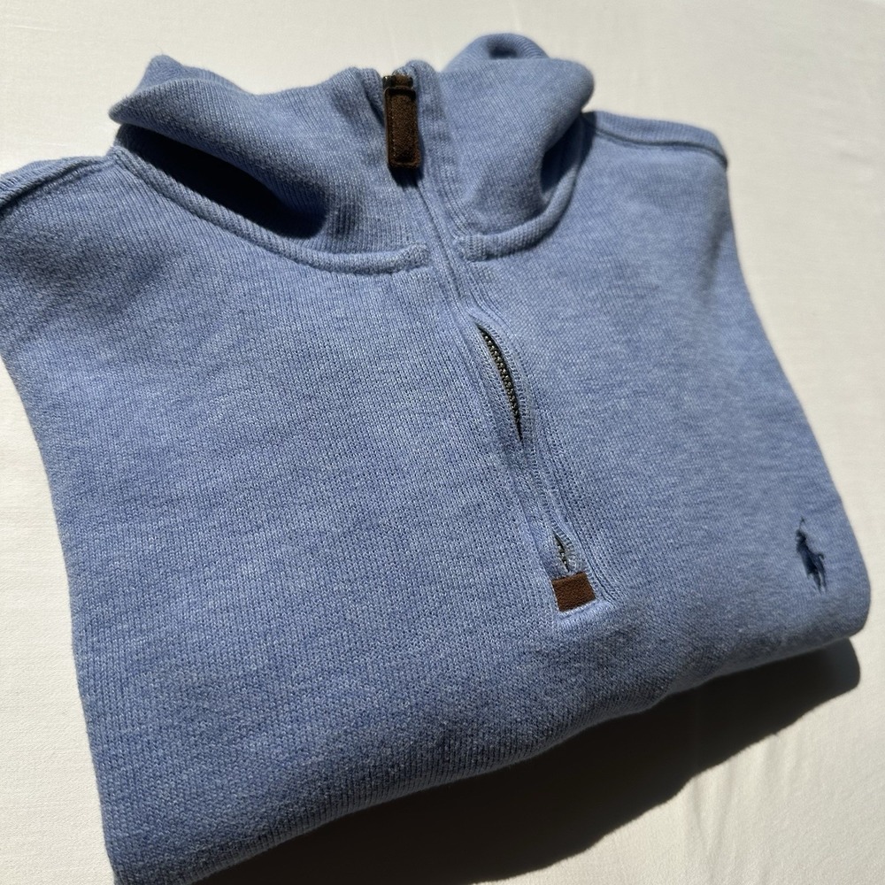 Polo Ralph Lauren 1/4 Zip Pullover Shirt Mens Large Blue Long Sleeve Sweatshirt